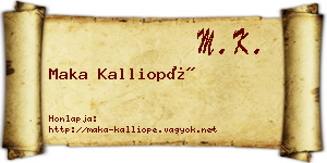 Maka Kalliopé névjegykártya